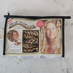 Wrap Snap & Go 12 Comfort Hair Rollers  As Seen On TV Heatless Leopard Print Vtg